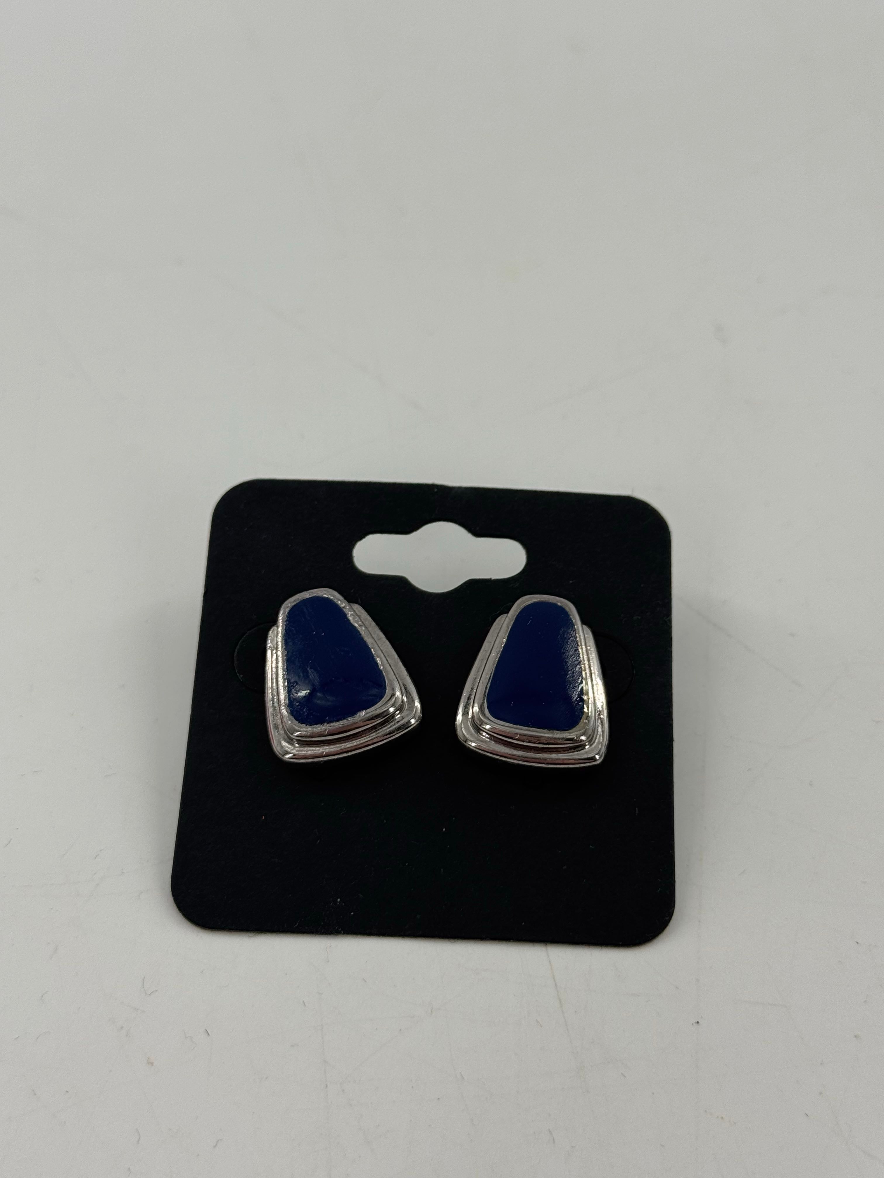 retro silver & blue earrings