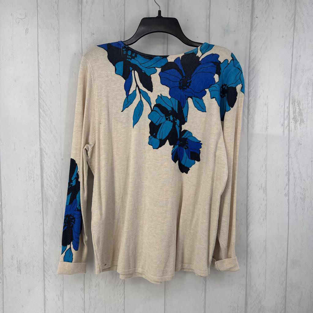 L l/s flower print v-neck sweater
