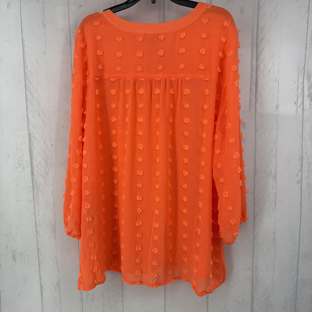 L textured tie front l/s top