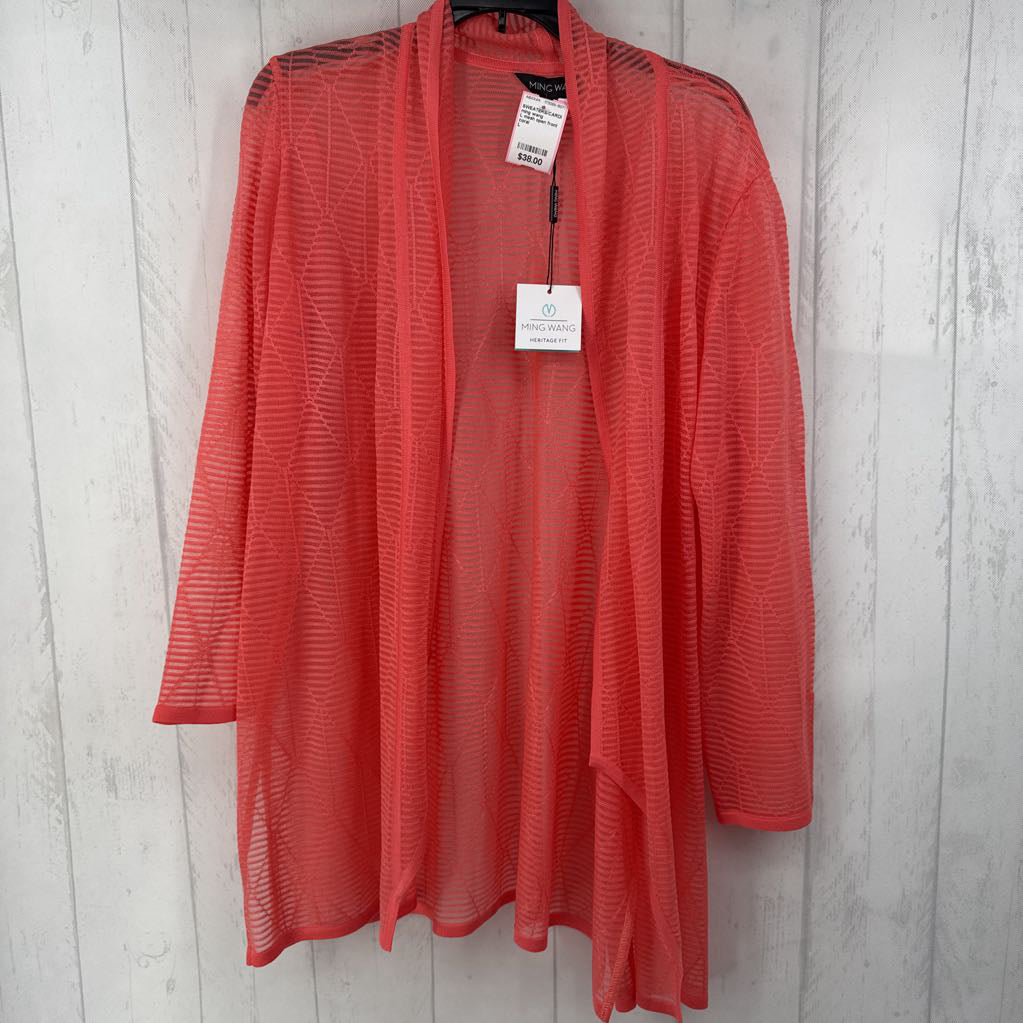 L mesh open front 3/4 slv cardi