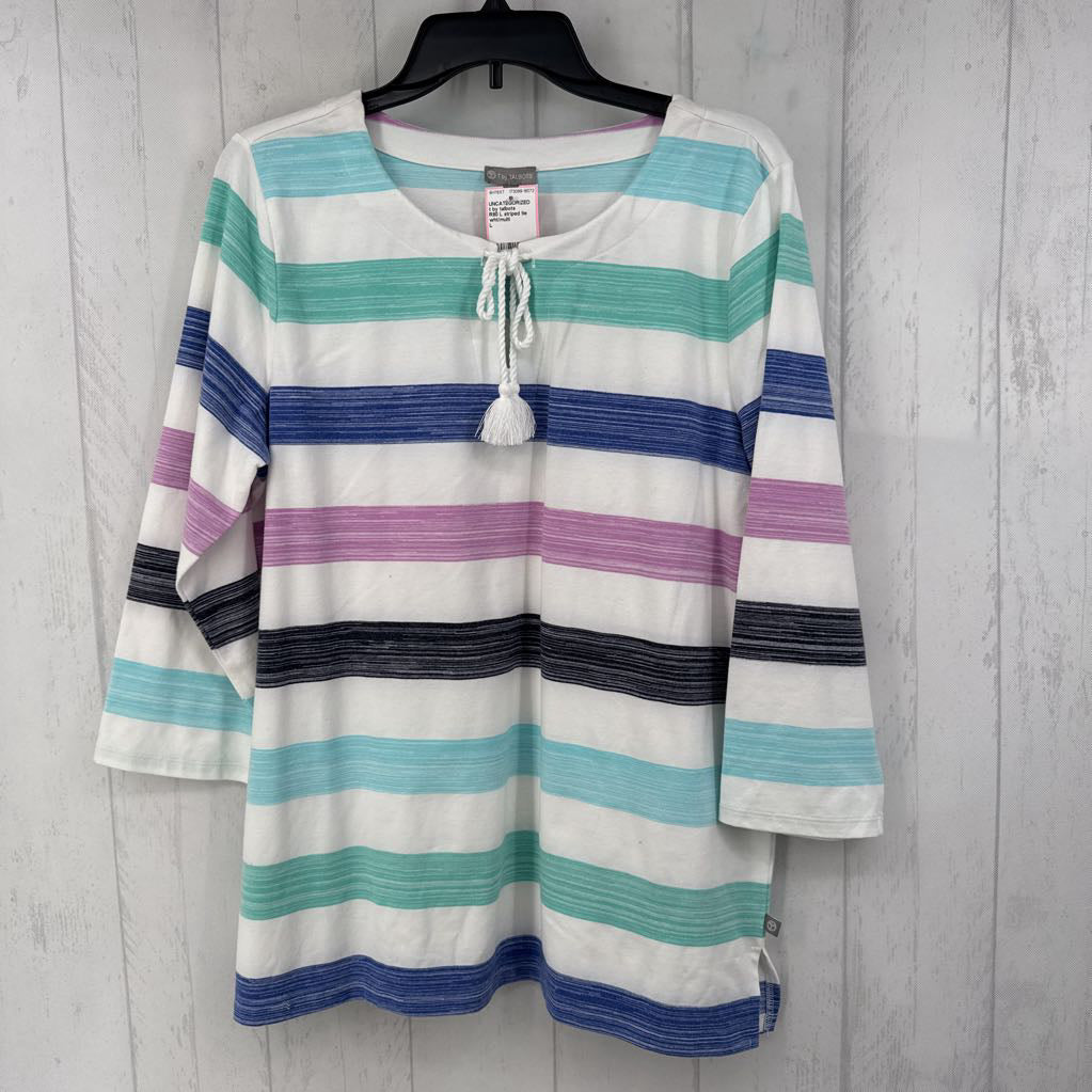 R80 L striped tie front 3/4 slv top