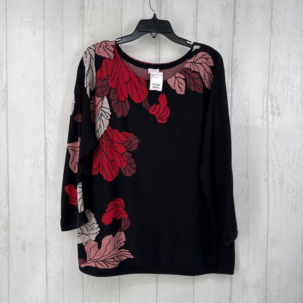 L l/s leaf print sweater