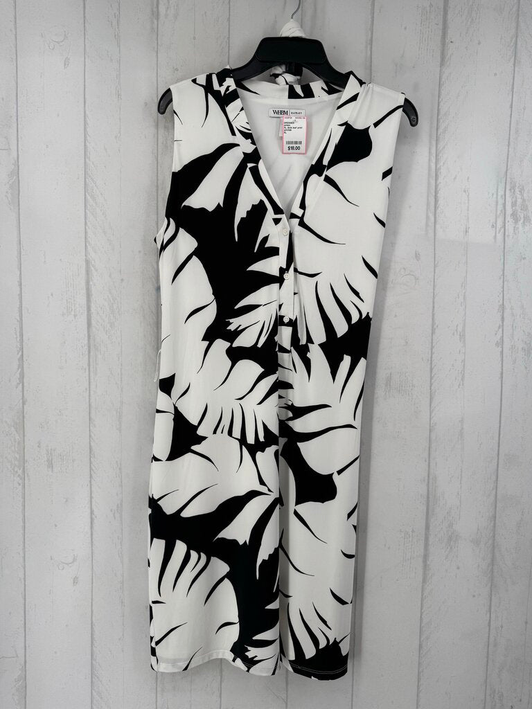 XL slvls leaf print half button dress