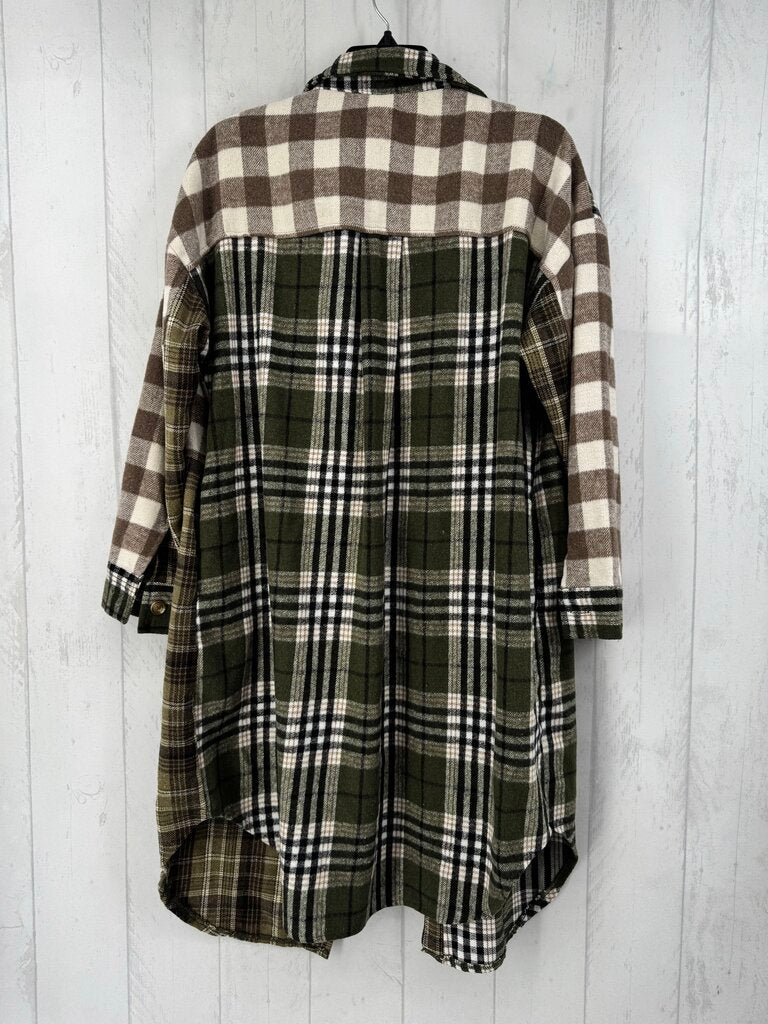 S long plaid shacket