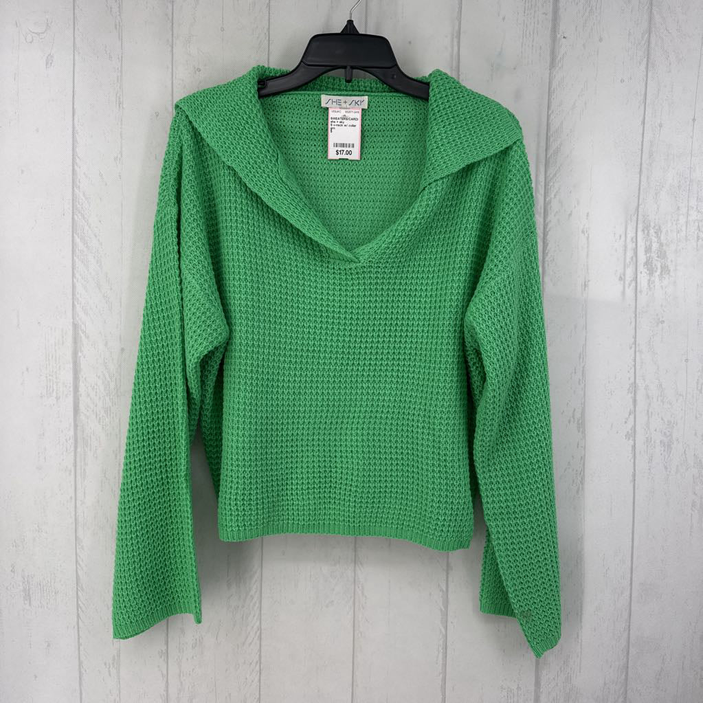 S v-neck w/ collar sweater