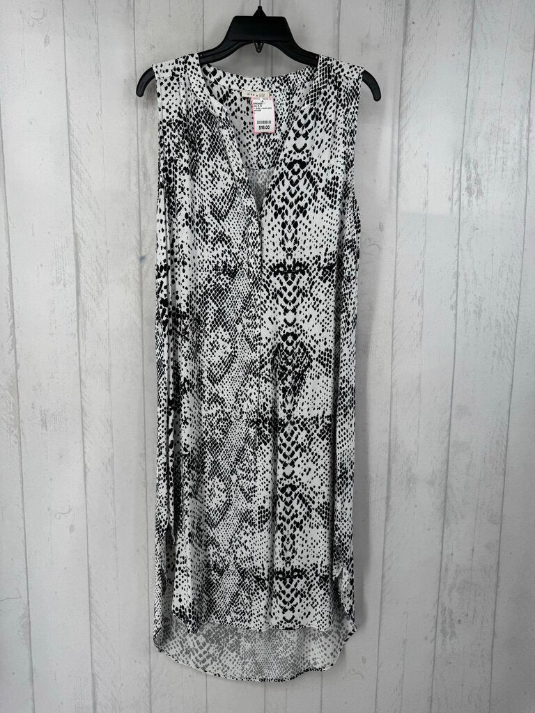 L slvls v-neck print hi-low dress