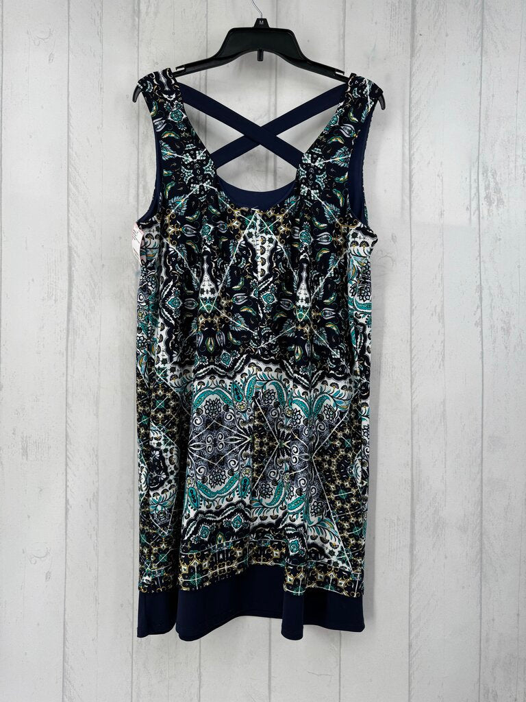 XL slvls back criss cross paisley dress