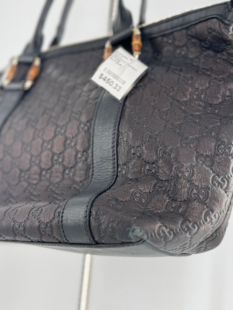 Gucci GG Signature Bamboo Tote (AS IS corners have wear)
