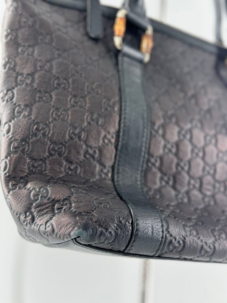 Gucci GG Signature Bamboo Tote (AS IS corners have wear)