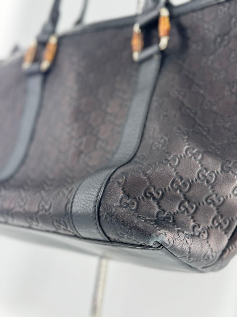 Gucci GG Signature Bamboo Tote (AS IS corners have wear)