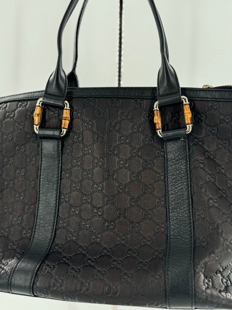 Gucci GG Signature Bamboo Tote (AS IS corners have wear)
