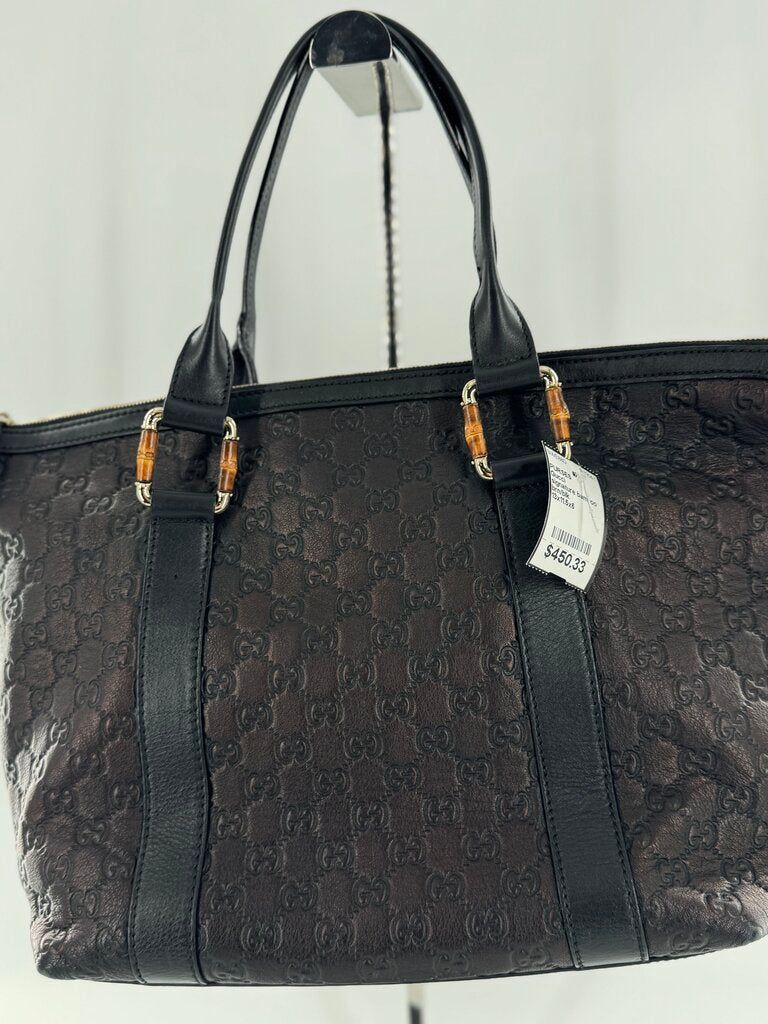 Gucci GG Signature Bamboo Tote (AS IS corners have wear)