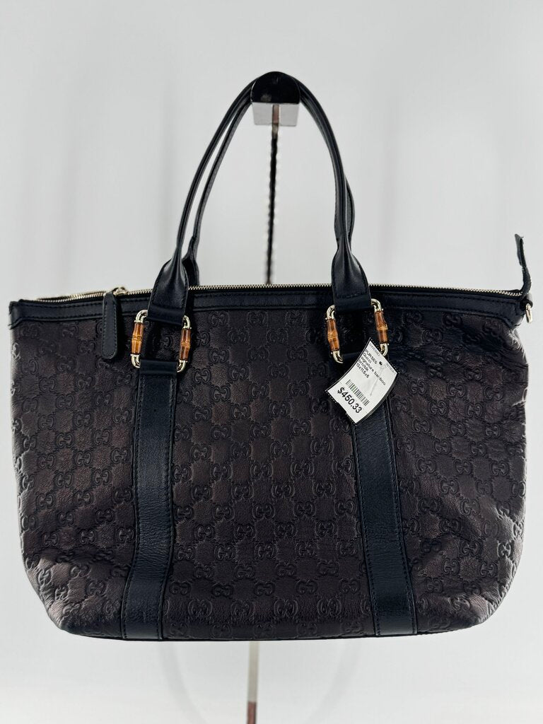 Gucci GG Signature Bamboo Tote (AS IS corners have wear)