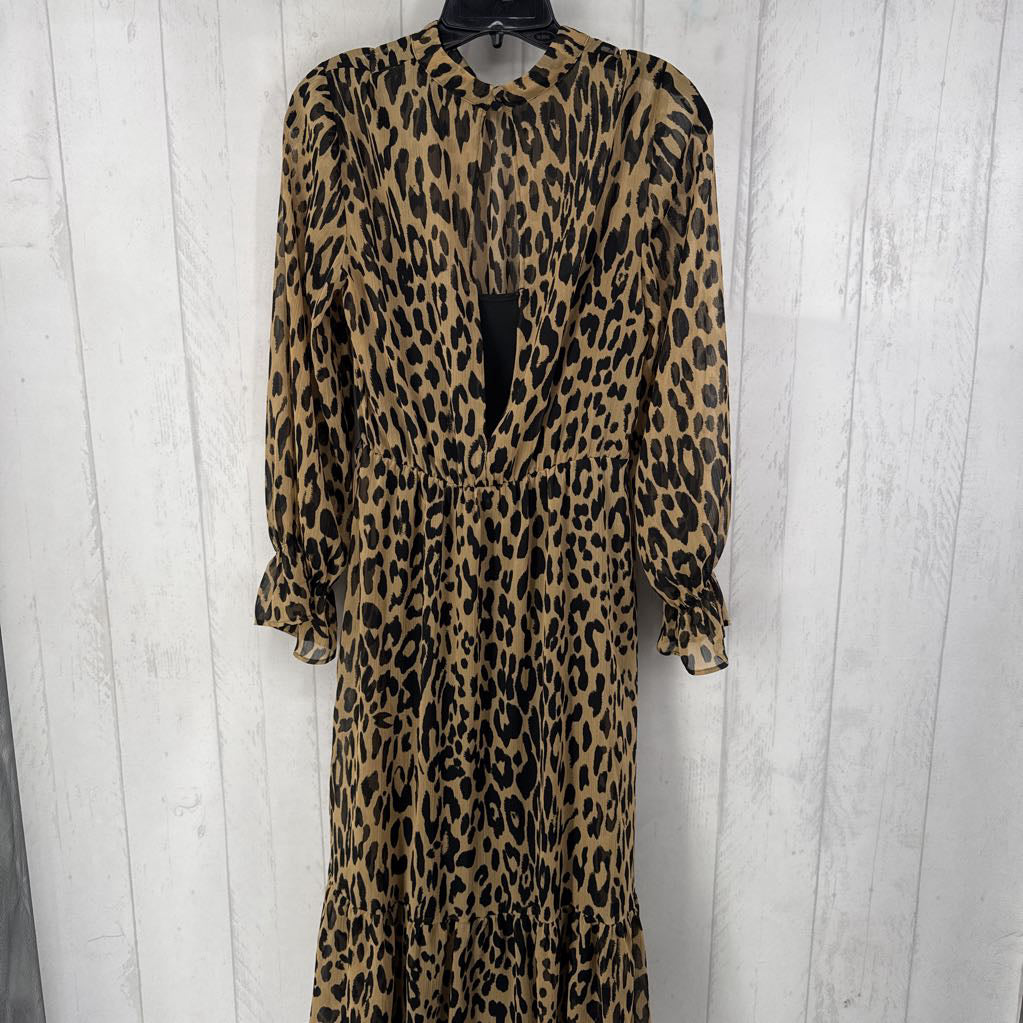 6 animal print l/s tiered dress