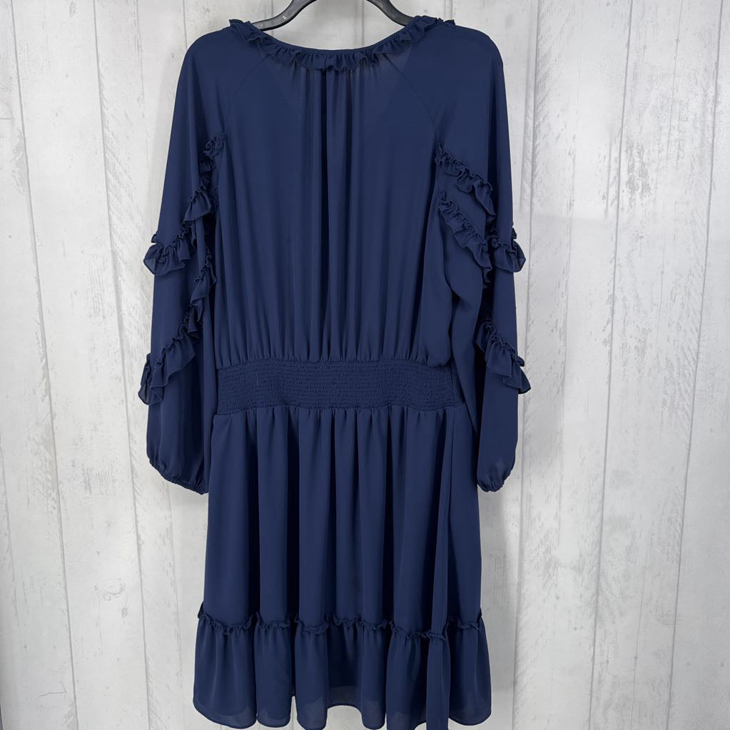 14 ruffled v-neck l/s dress