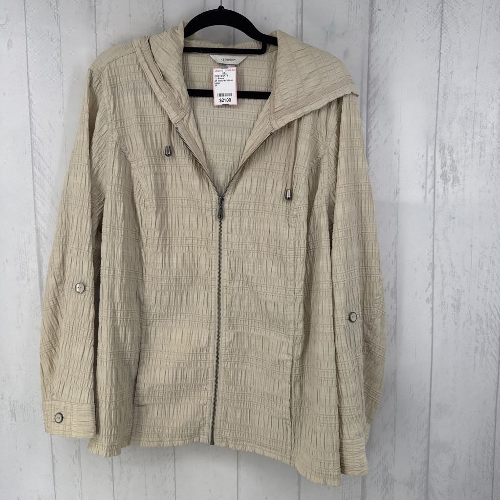 2X textured zip-up jacket