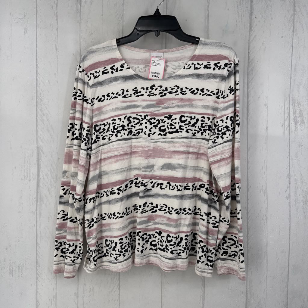 L 3/4 slv mixed media top