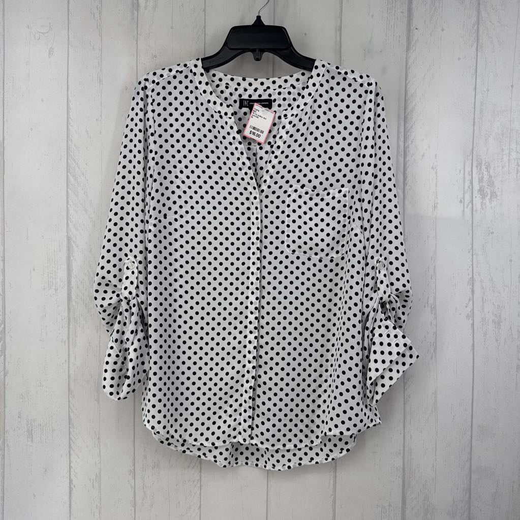 10 l/s polka dot hidden button shirt