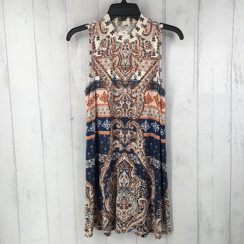 S printed mock neck slvls dress