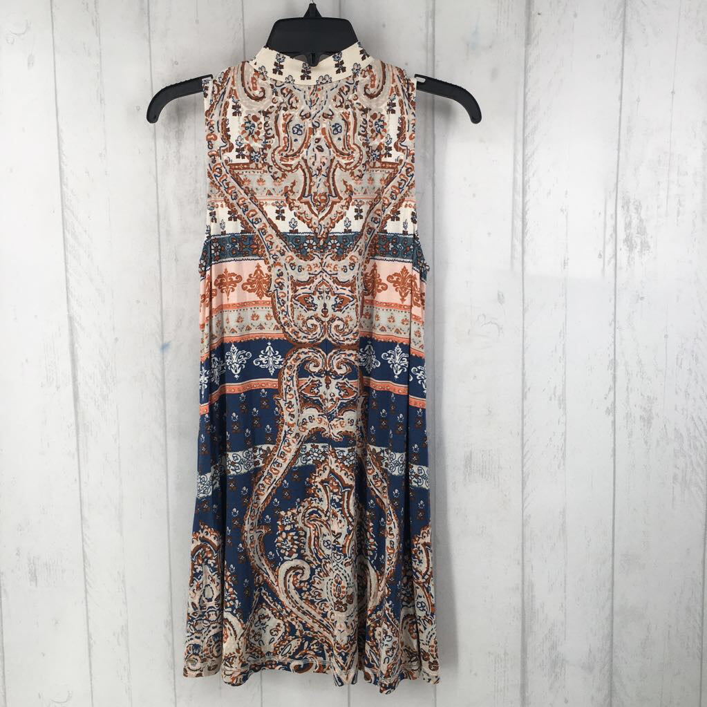 S printed mock neck slvls dress