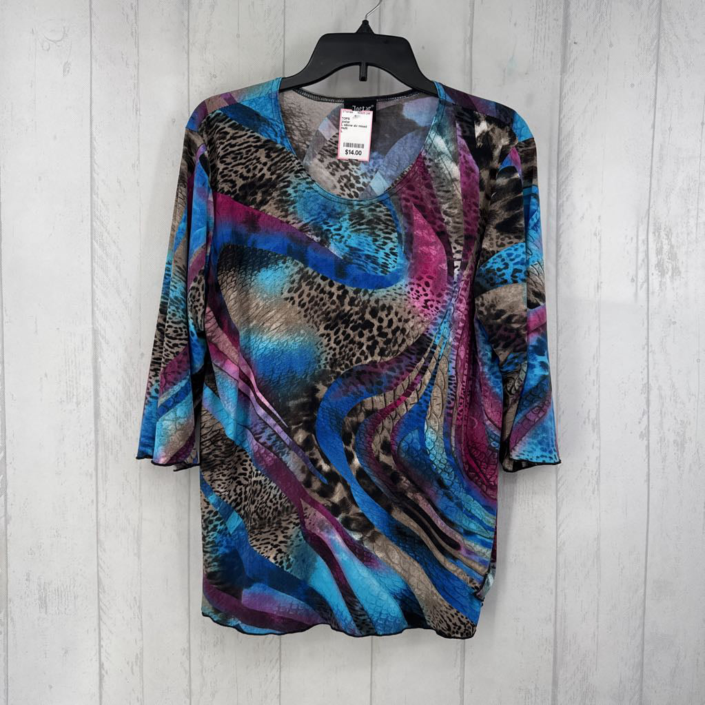 L elbow slv mixed media top