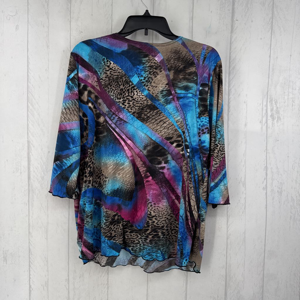 L elbow slv mixed media top