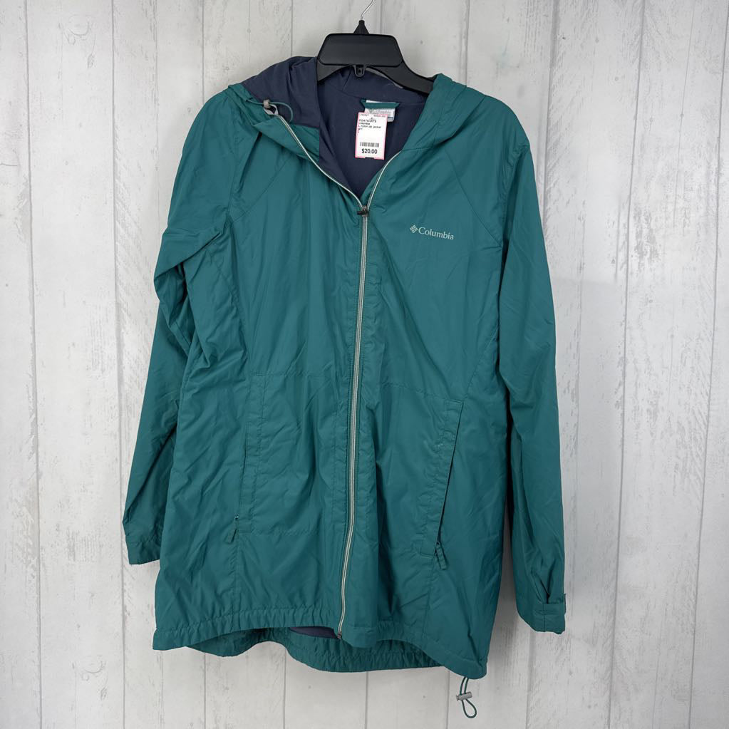 L nylon zip jacket w/ hood