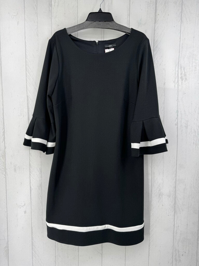 16 white piping flare slv dress