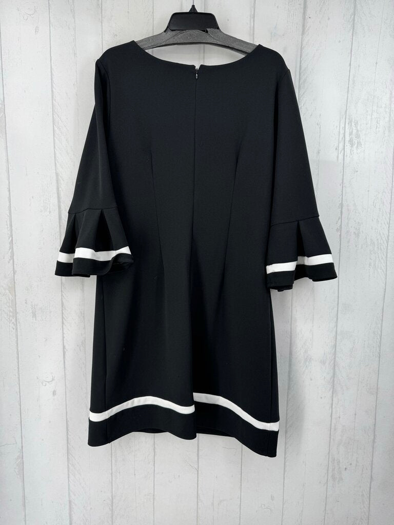 16 white piping flare slv dress