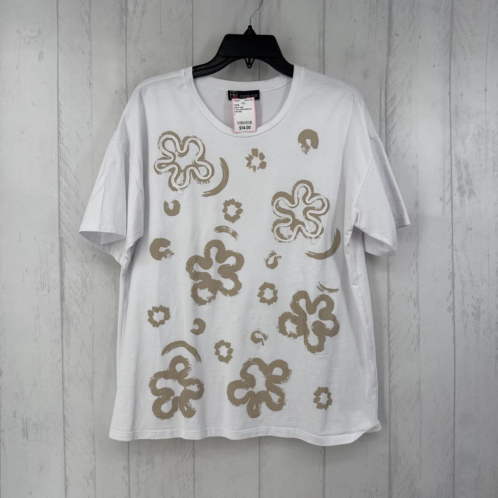 L flo embroidered s/s tee