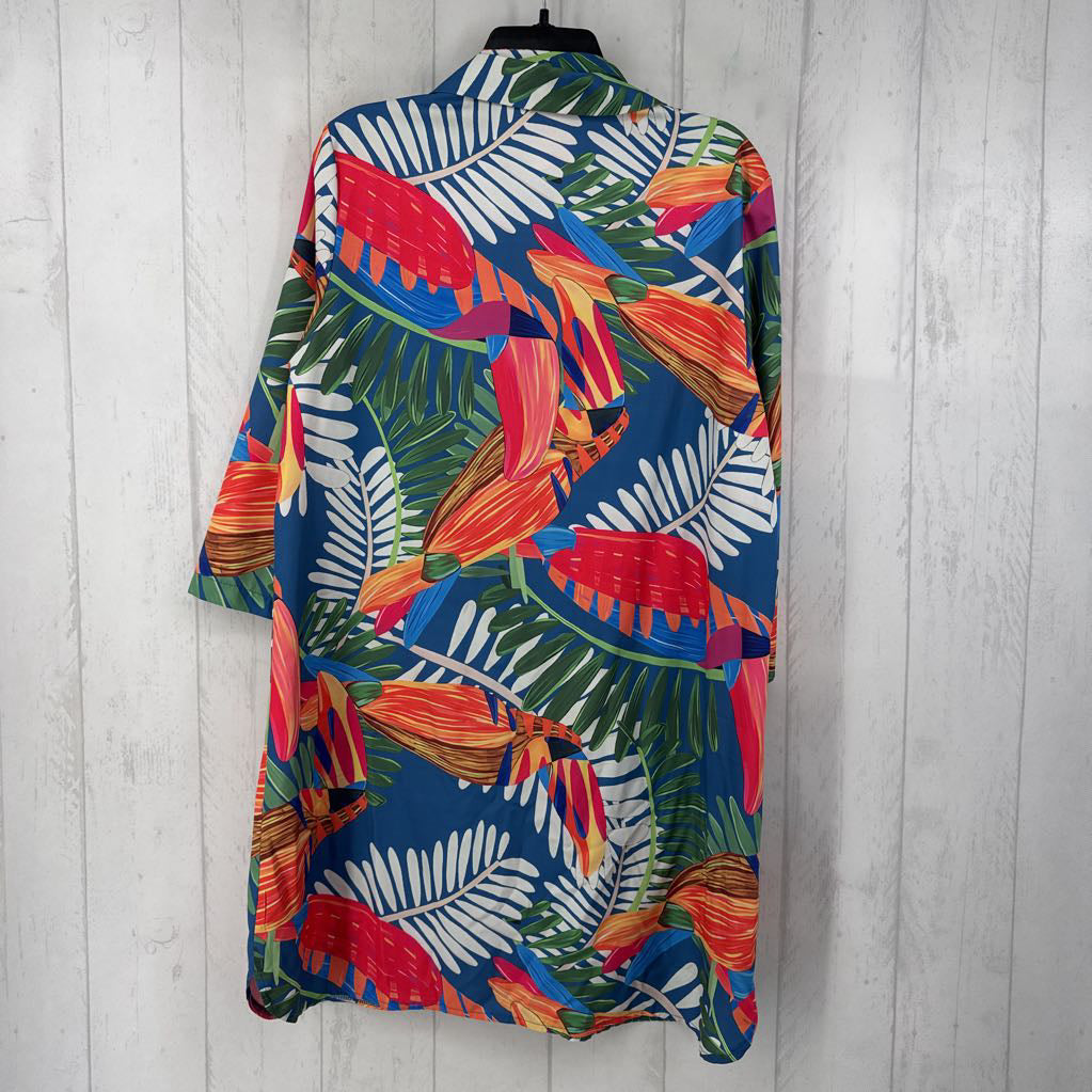 XL flo print button down l/s top
