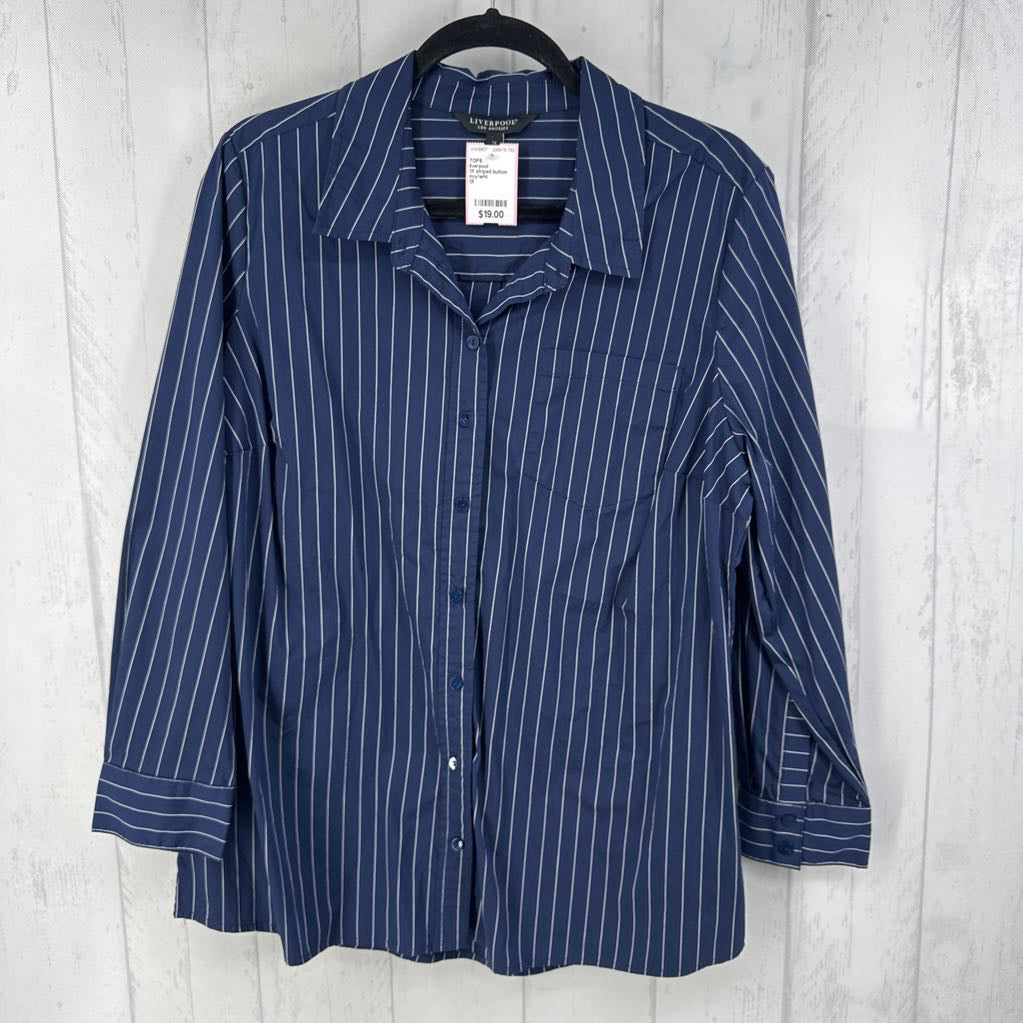 1X striped button down l/s top