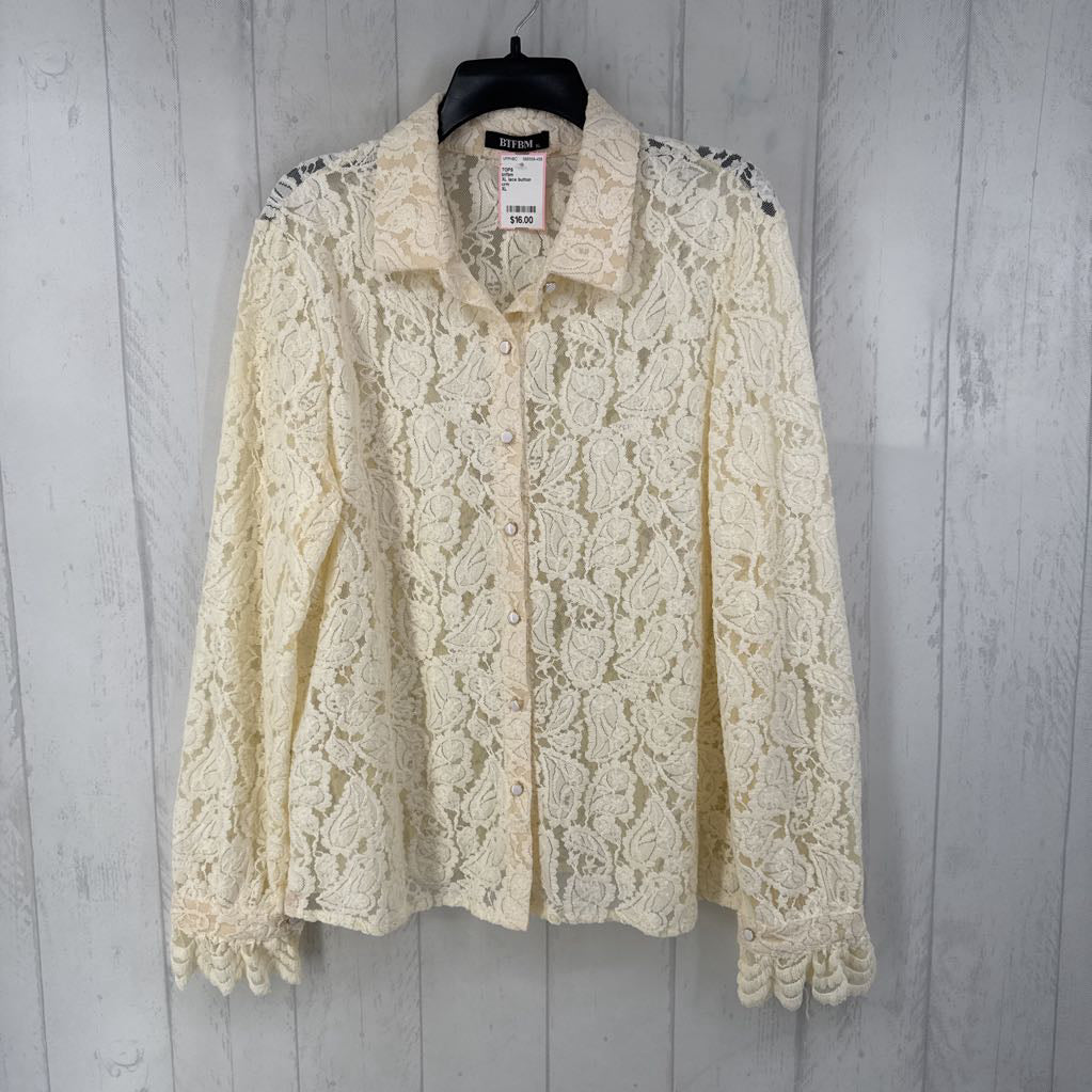 XL lace button down l/s top