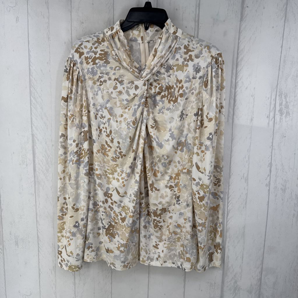 XL animal print gathered l/s top