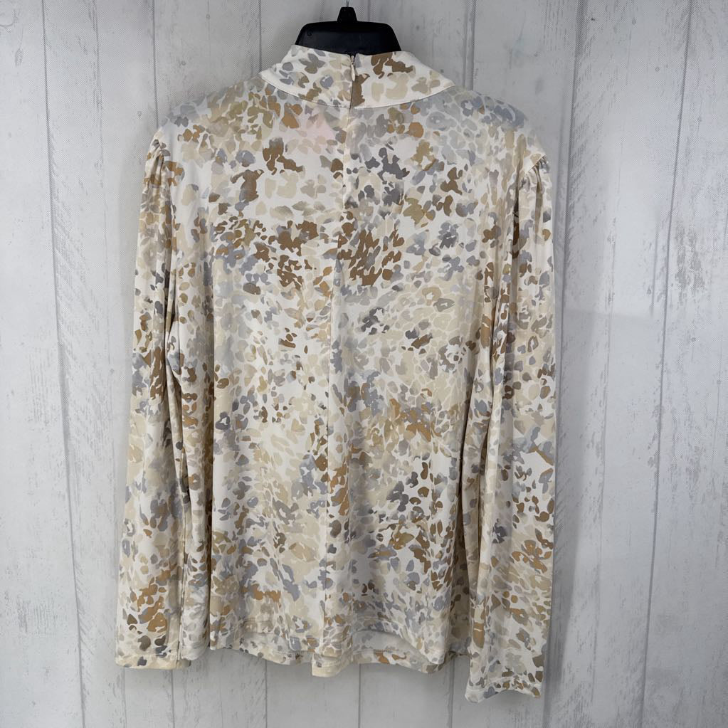 XL animal print gathered l/s top