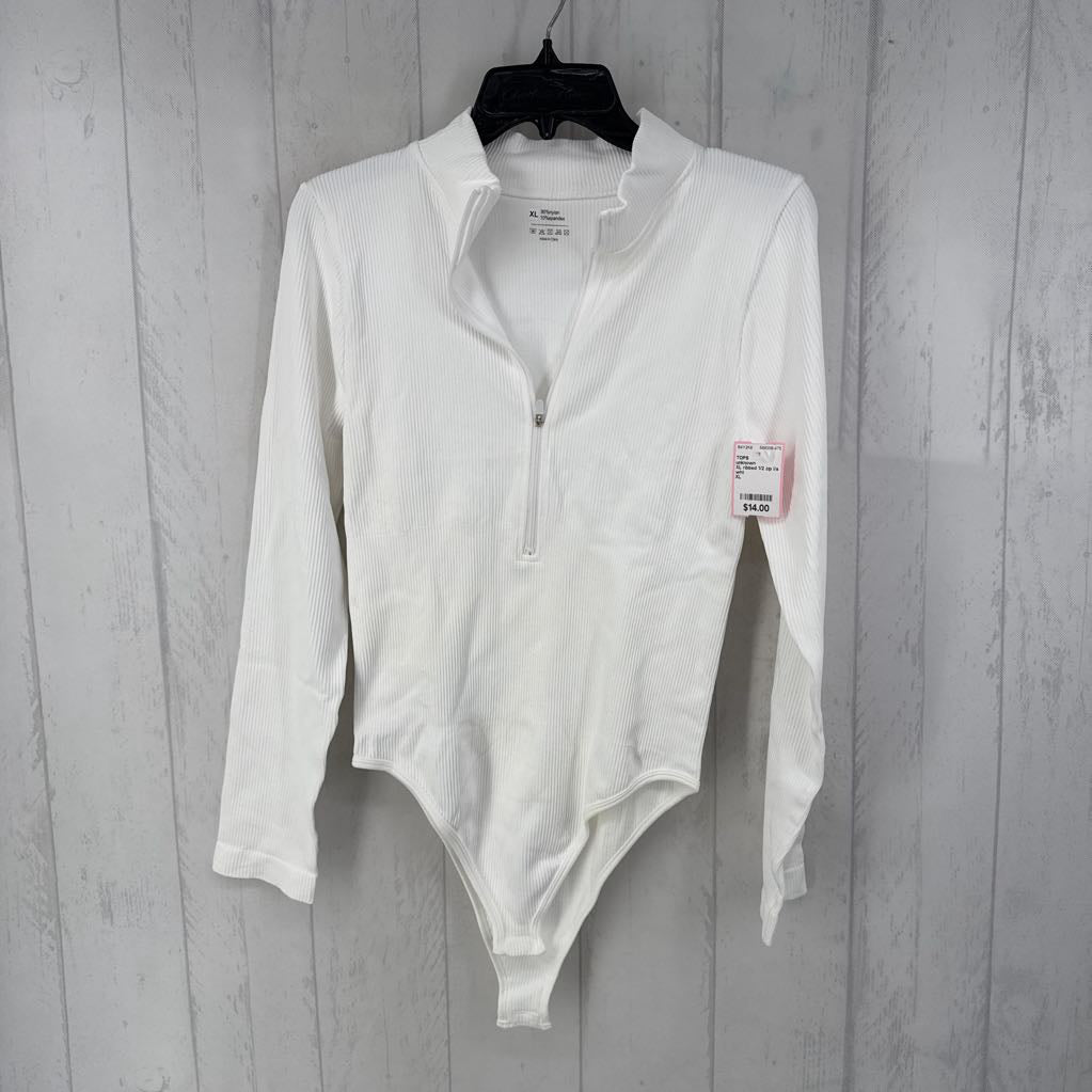 XL ribbed 1/2 zip l/s bodysuit