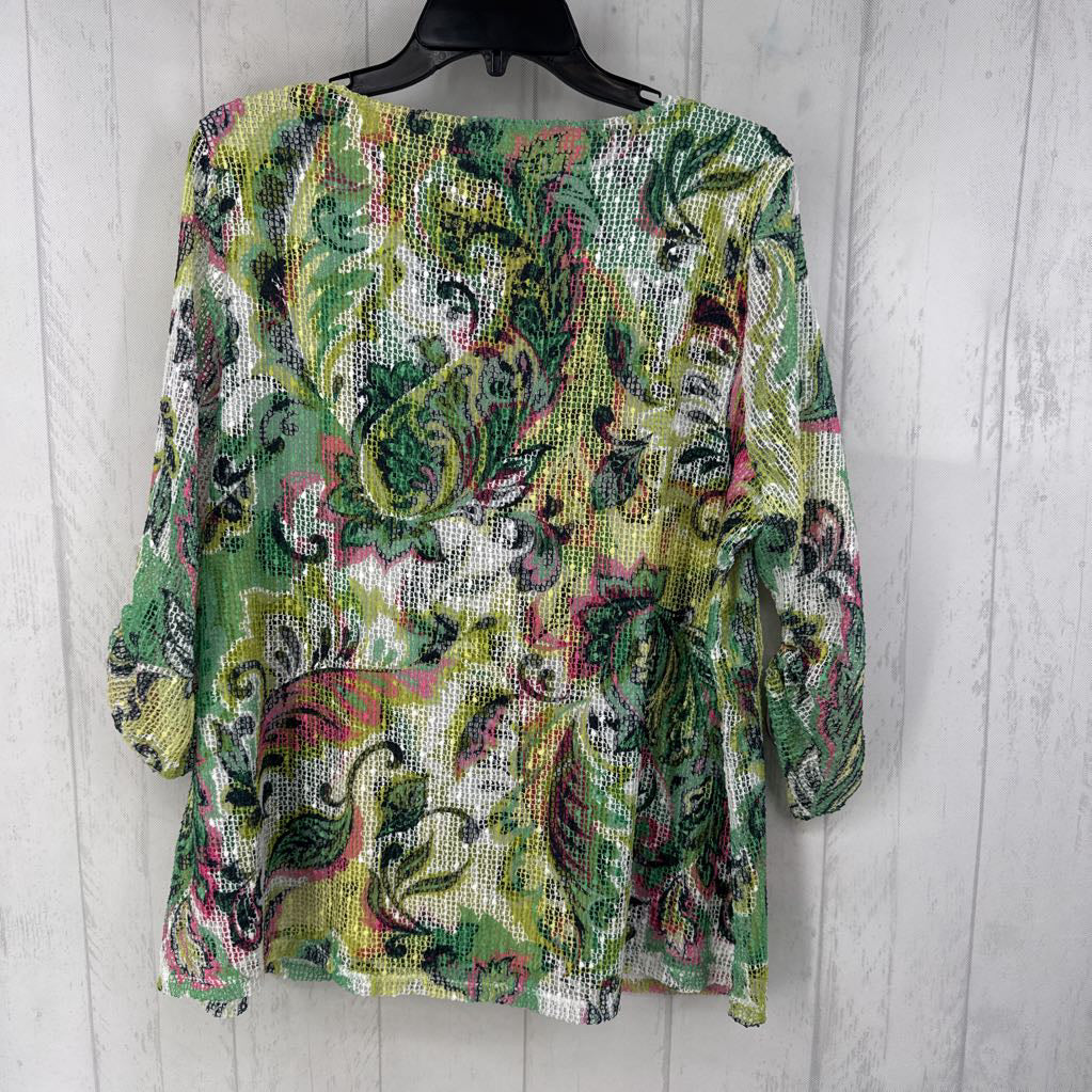 L mesh overlay ruched slv top