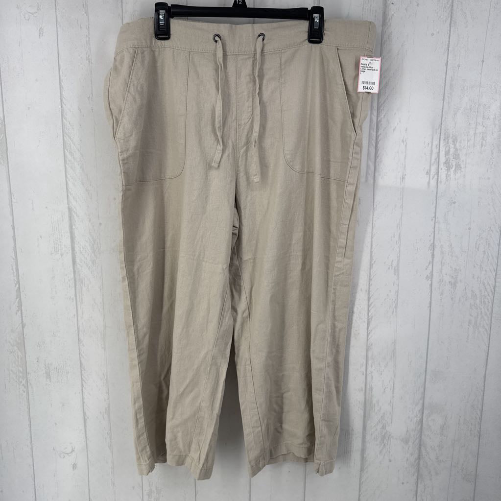 L linen blend pull-on pant
