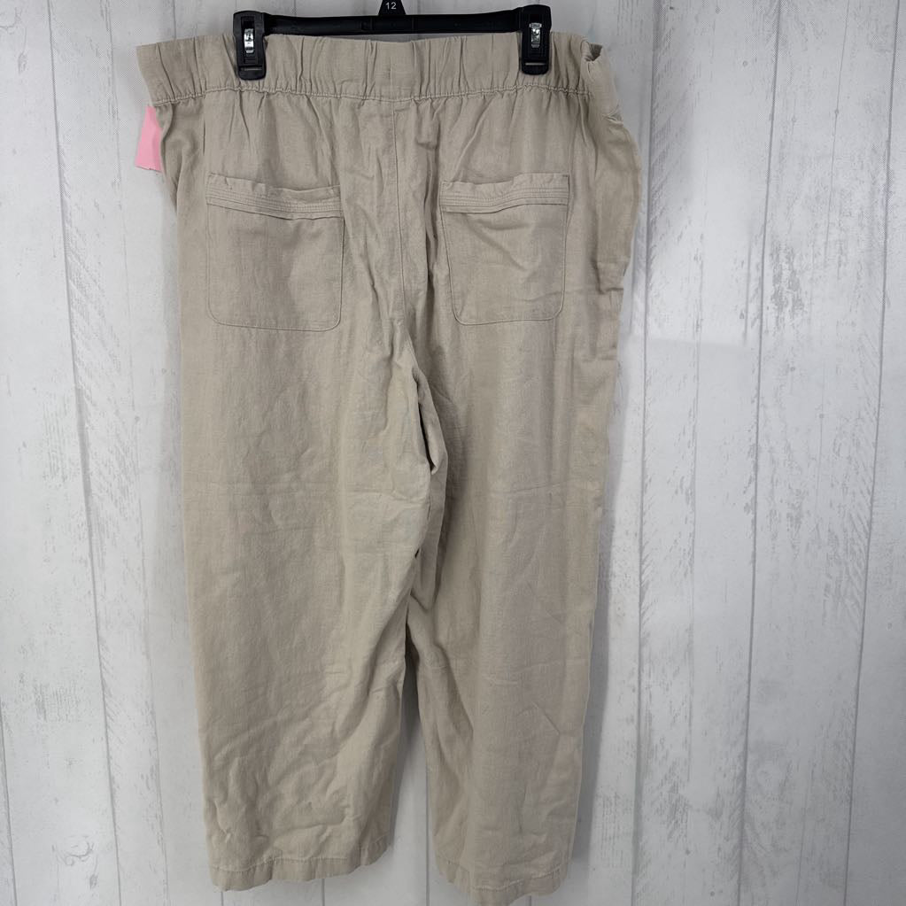 L linen blend pull-on pant