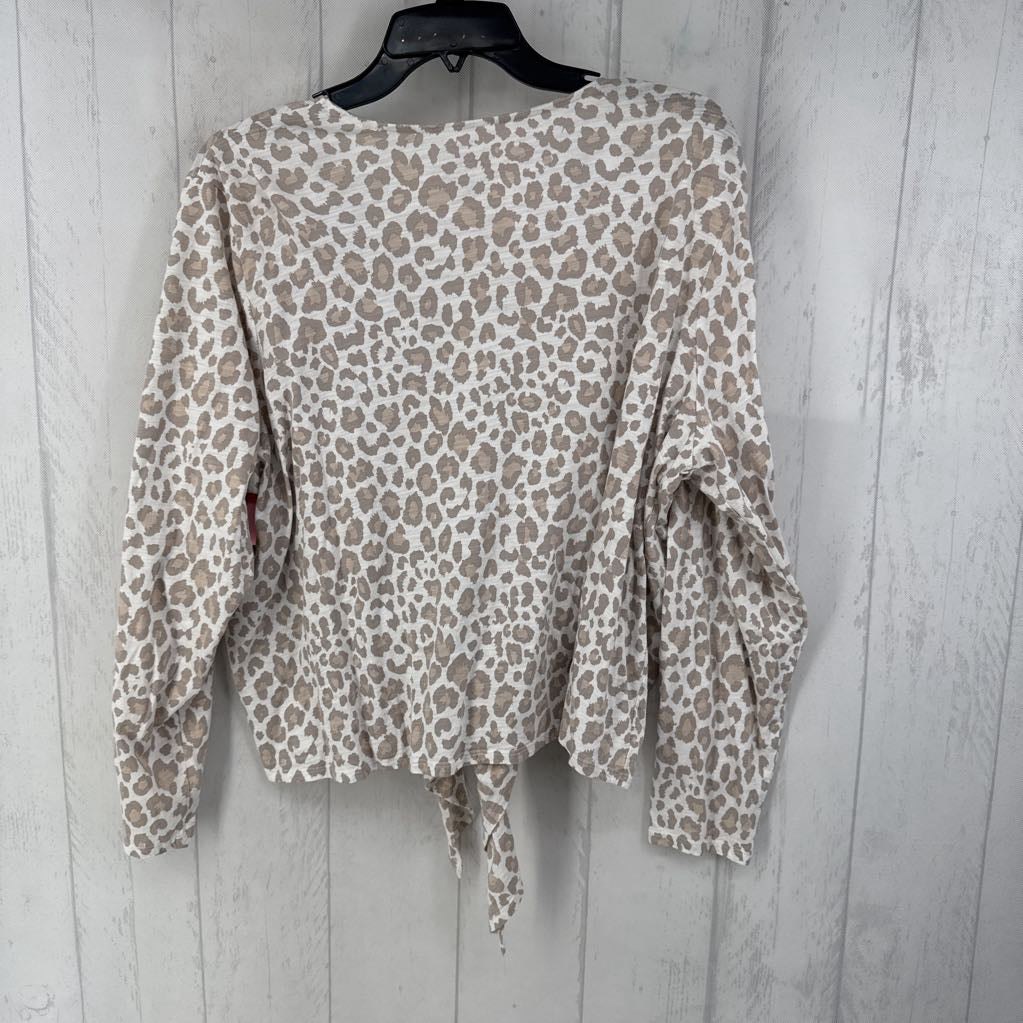 XL animal print tie front cardi