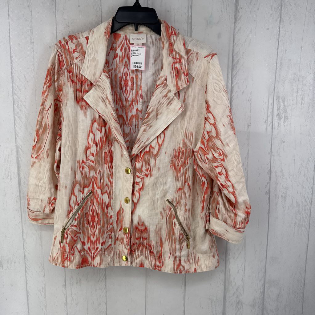 XL linen v-neck button front jacket