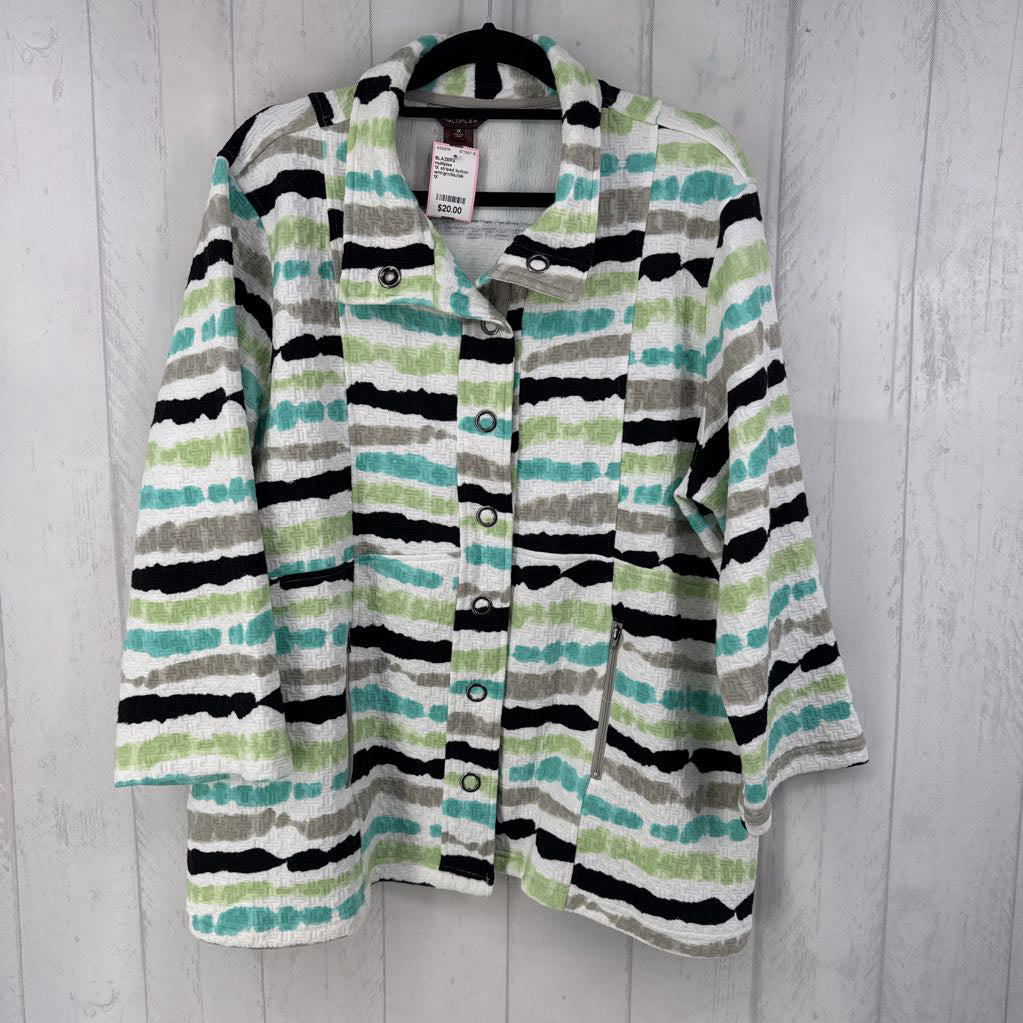 1X striped button down 3/4 slv jacket
