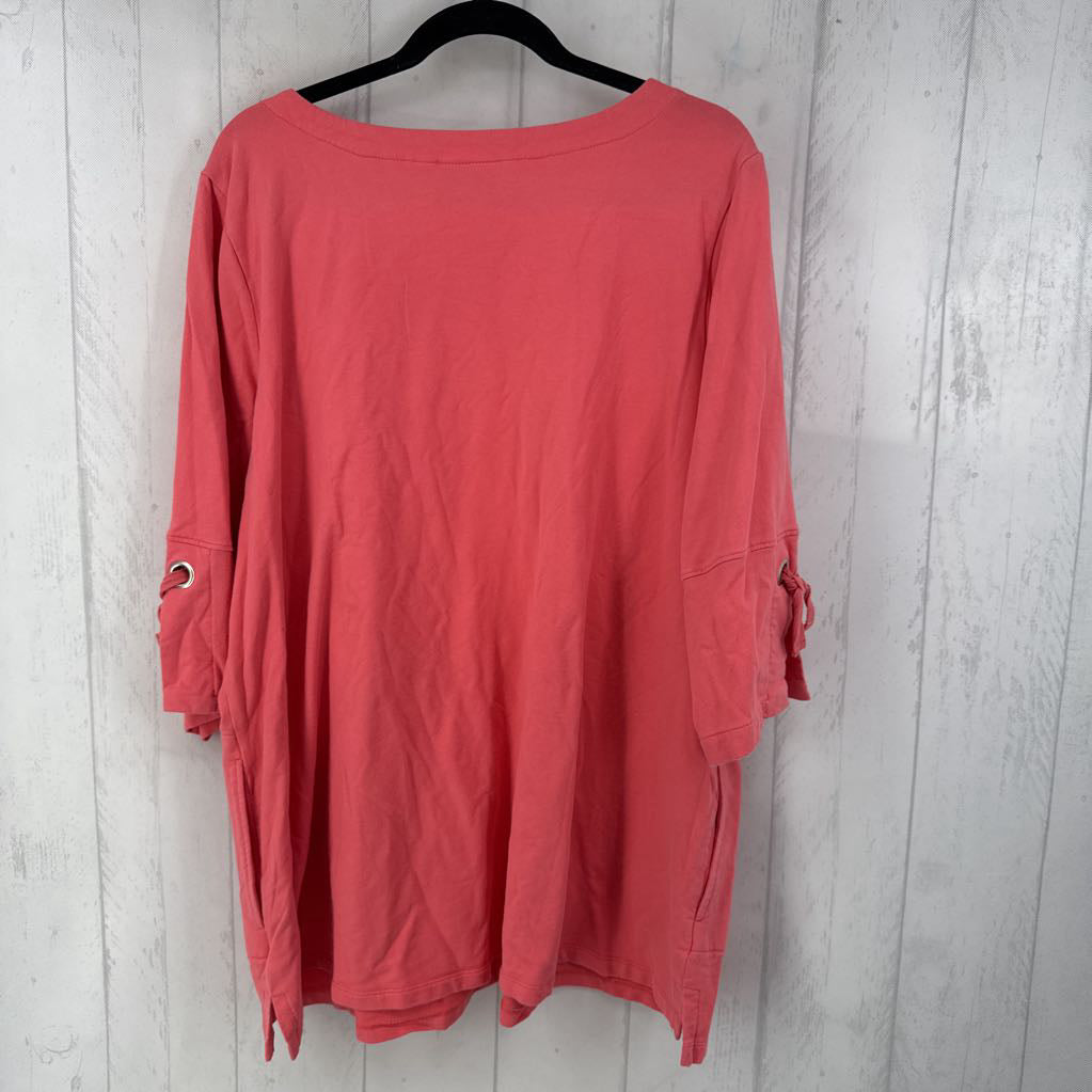2X bateau neck 3/4 slv top