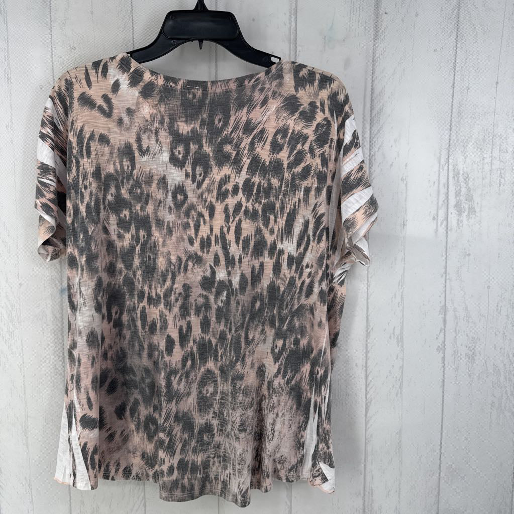 XL animal print gathered s/s tee