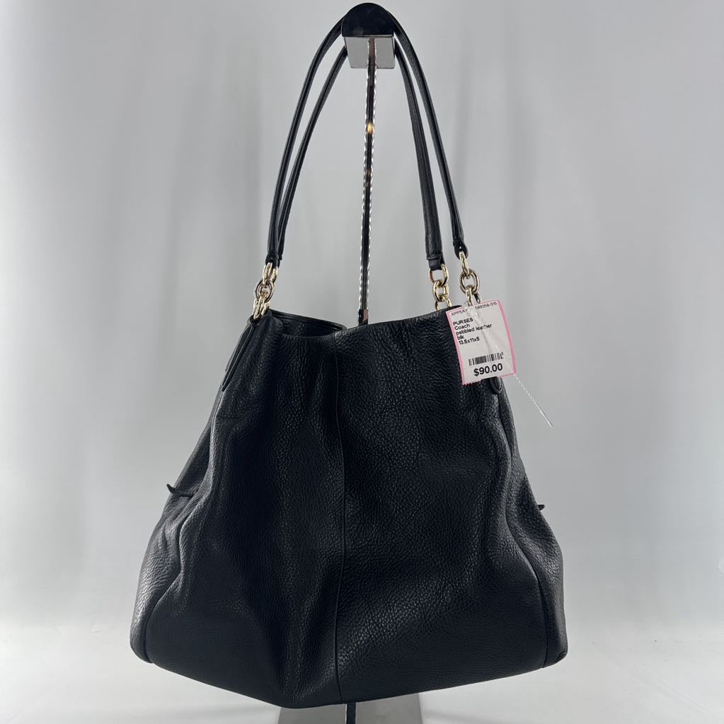 pebbled leather triple pocket satchel