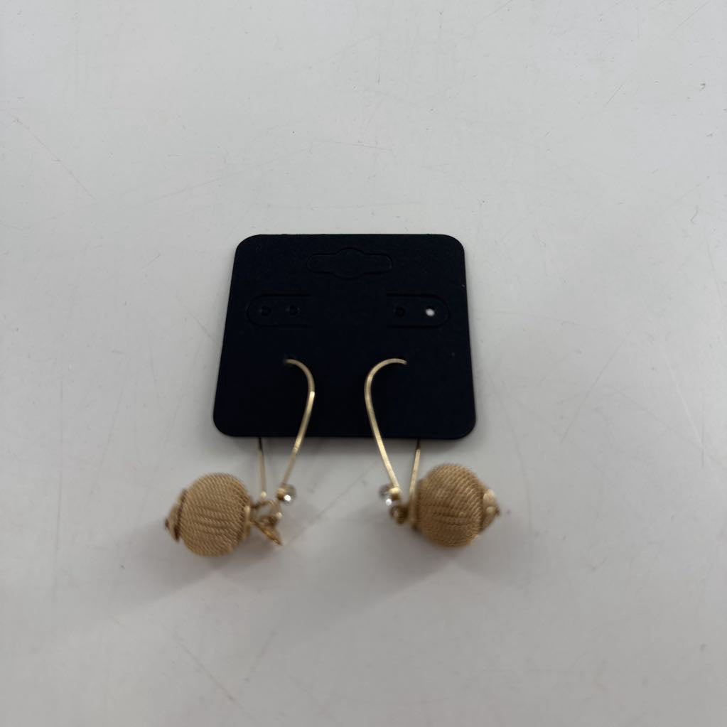 gold mesh ball drop earrings