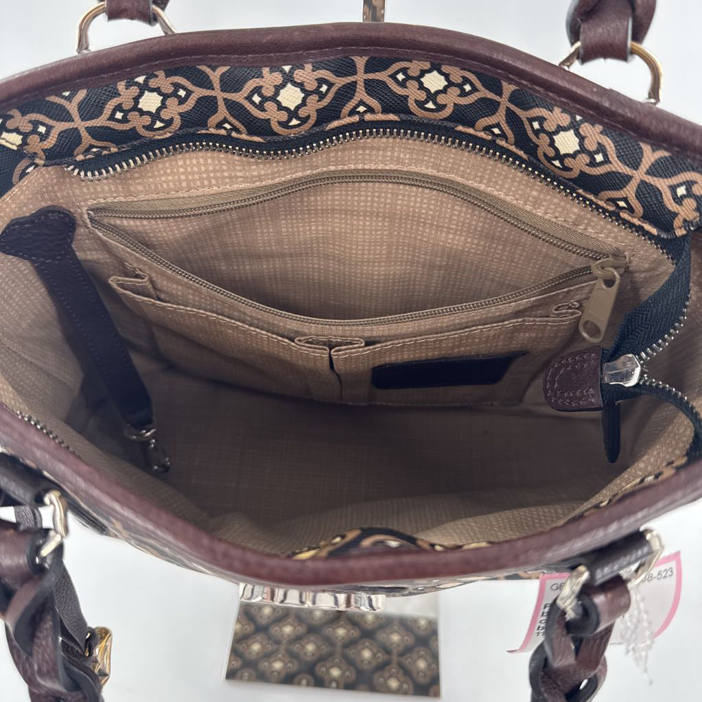coated canvas geometric print handbag