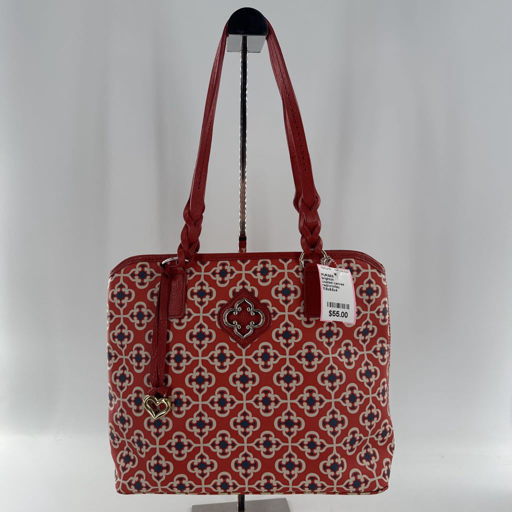 coated canvas geometric print handbag