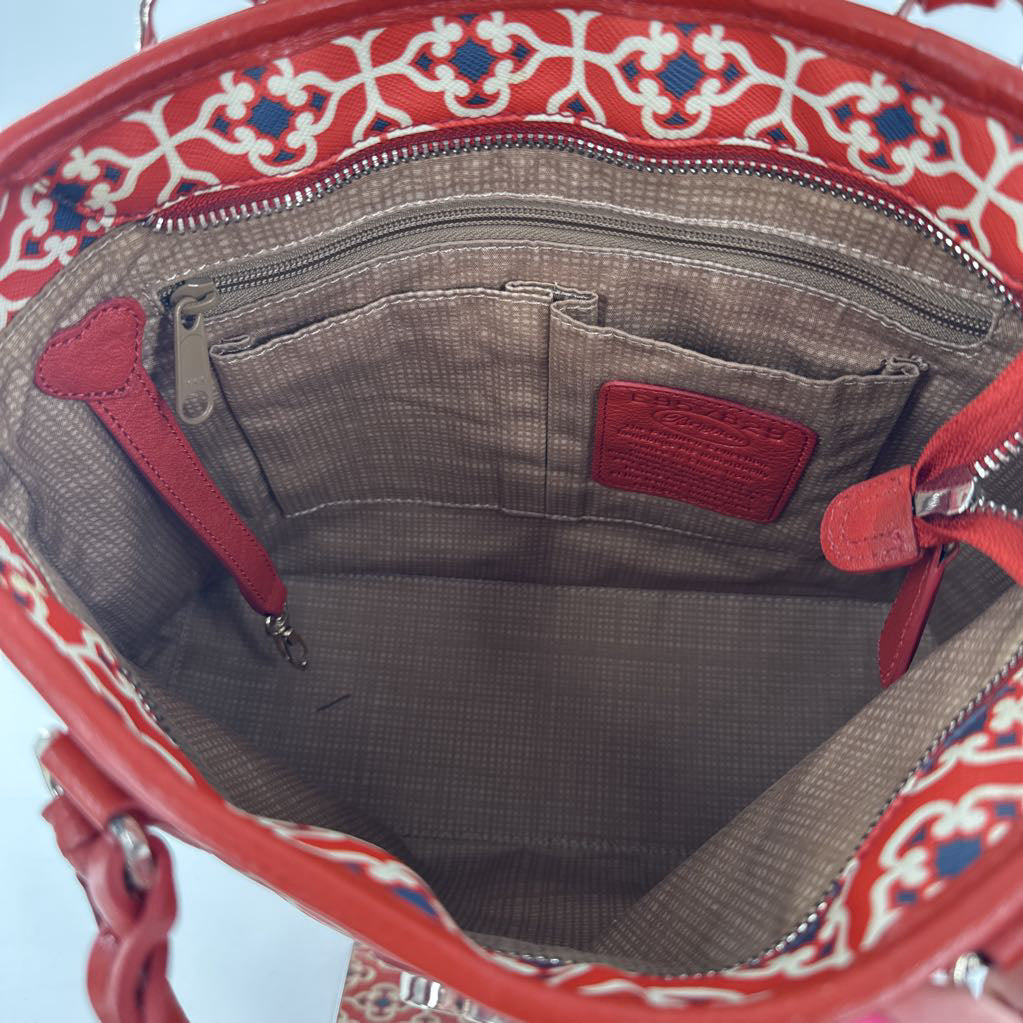 coated canvas geometric print handbag