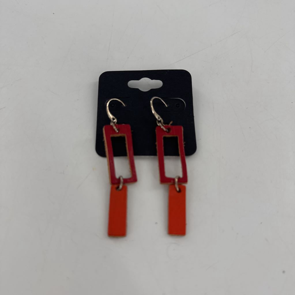 leather rectangle drop earrings